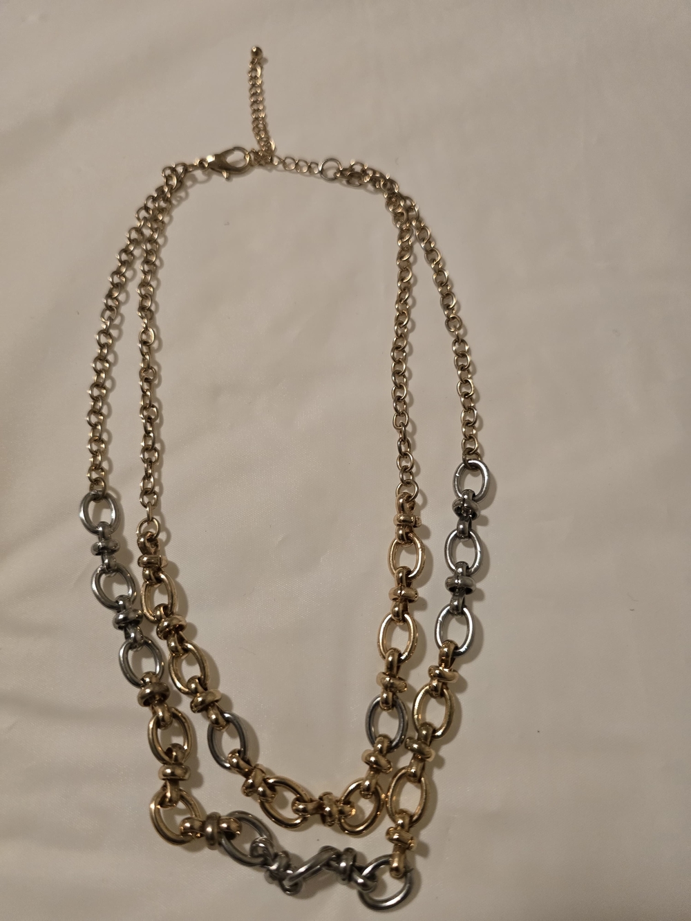 Two-Tone Gold and Silver Link Necklace - Women Jewelry